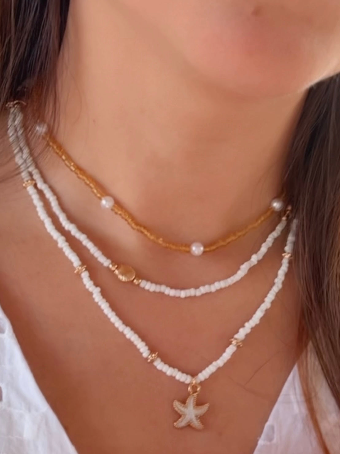 3-Layer Beaded Starfish Necklace