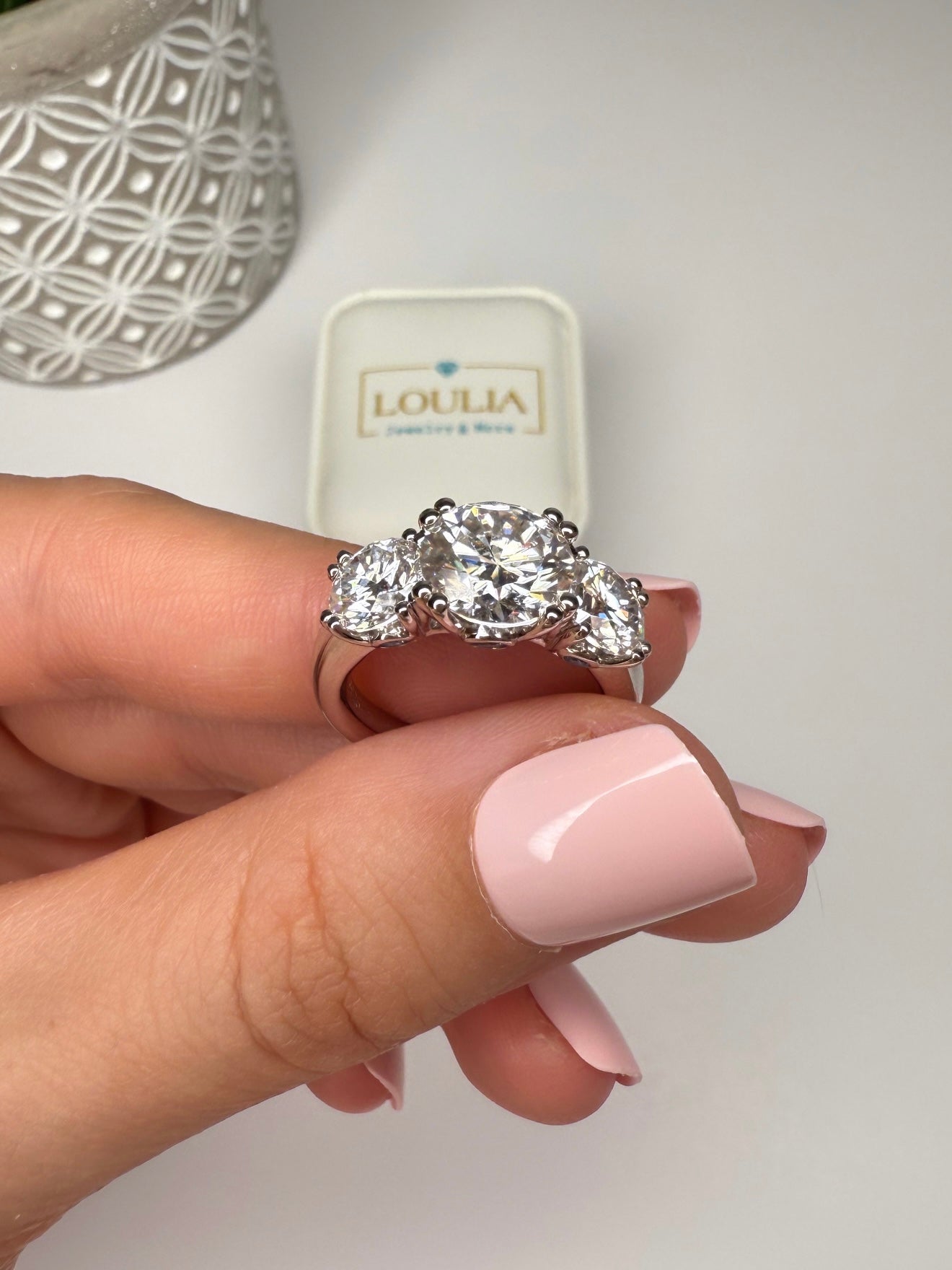 Three-Stone Moissanite Ring