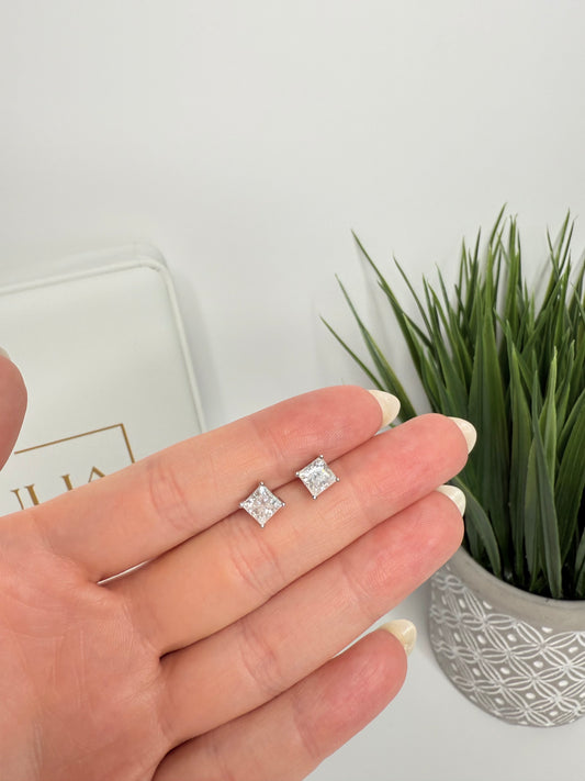 2ct princess cut Earrings