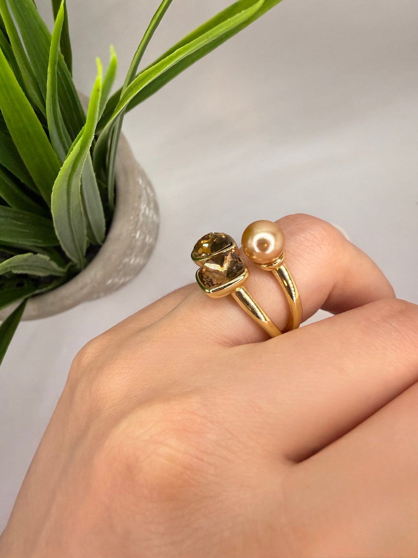 Champagne pearl ring