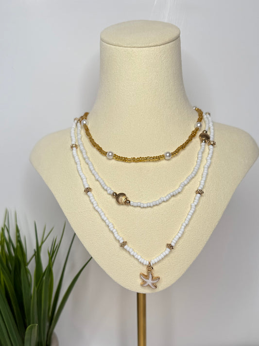 3-Layer Beaded Starfish Necklace