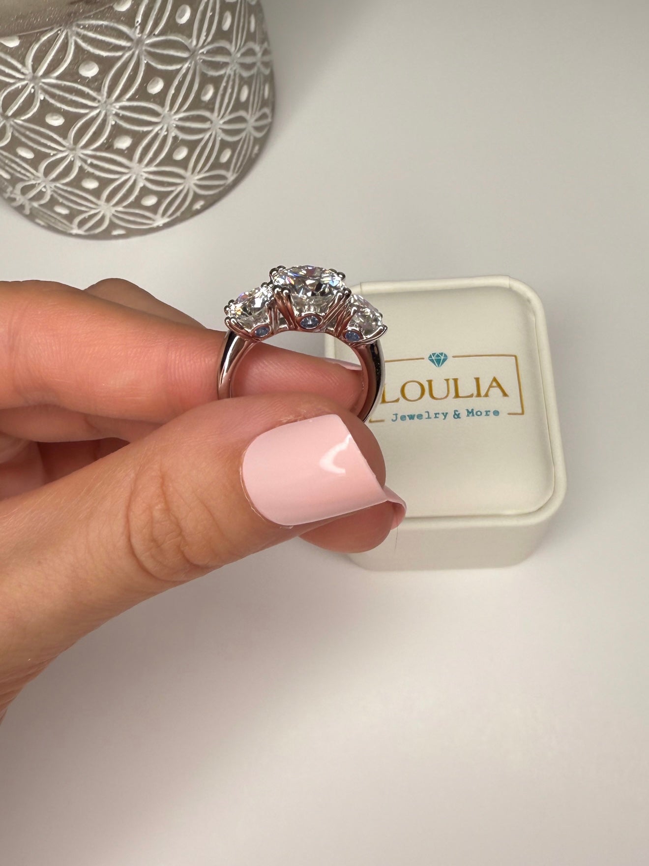 Three-Stone Moissanite Ring