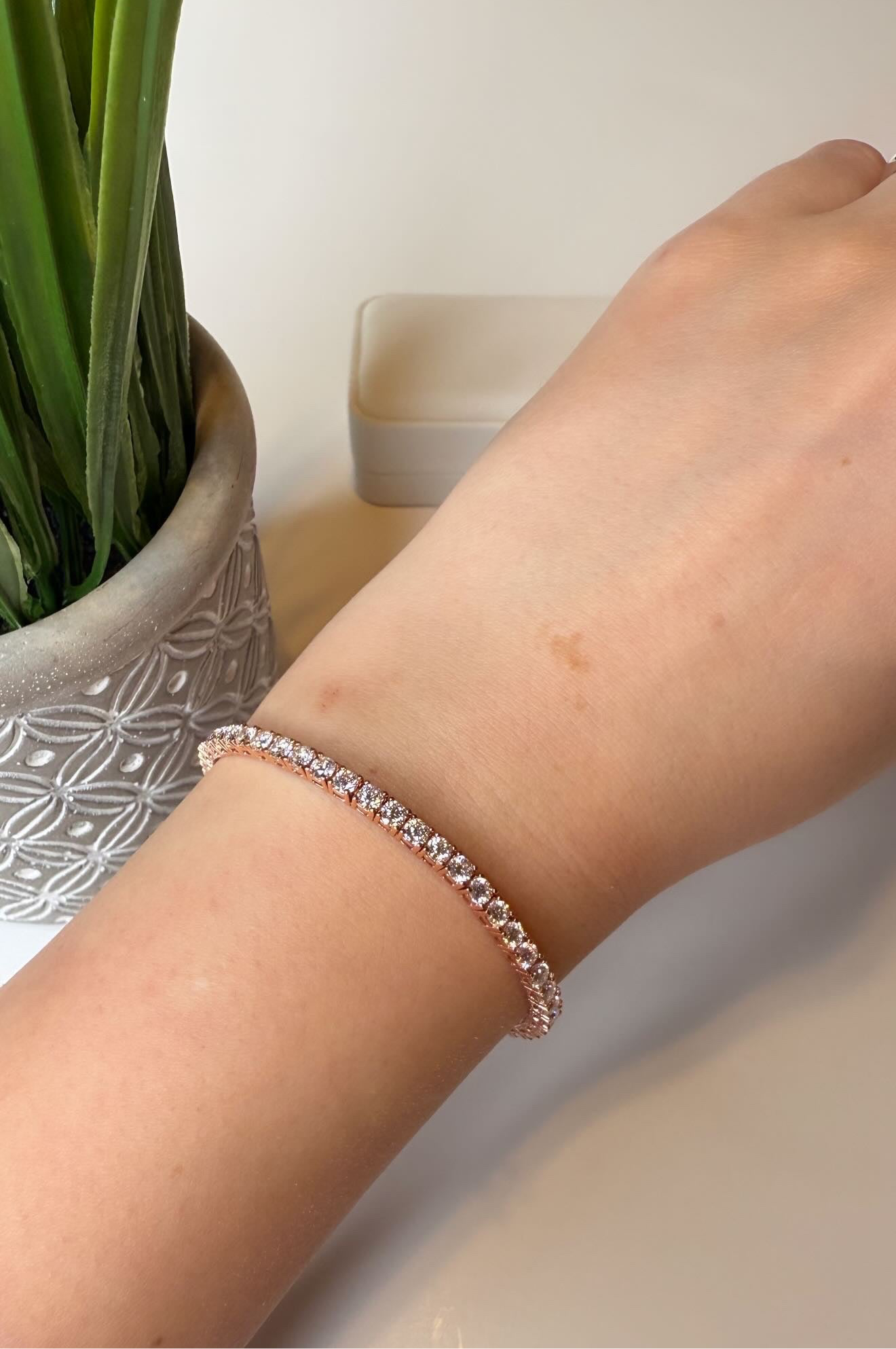 Rose gold tennis bracelet