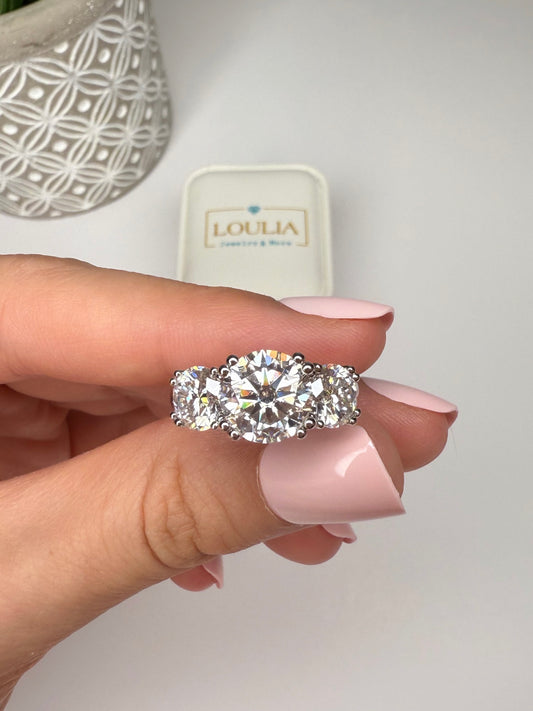Three-Stone Moissanite Ring